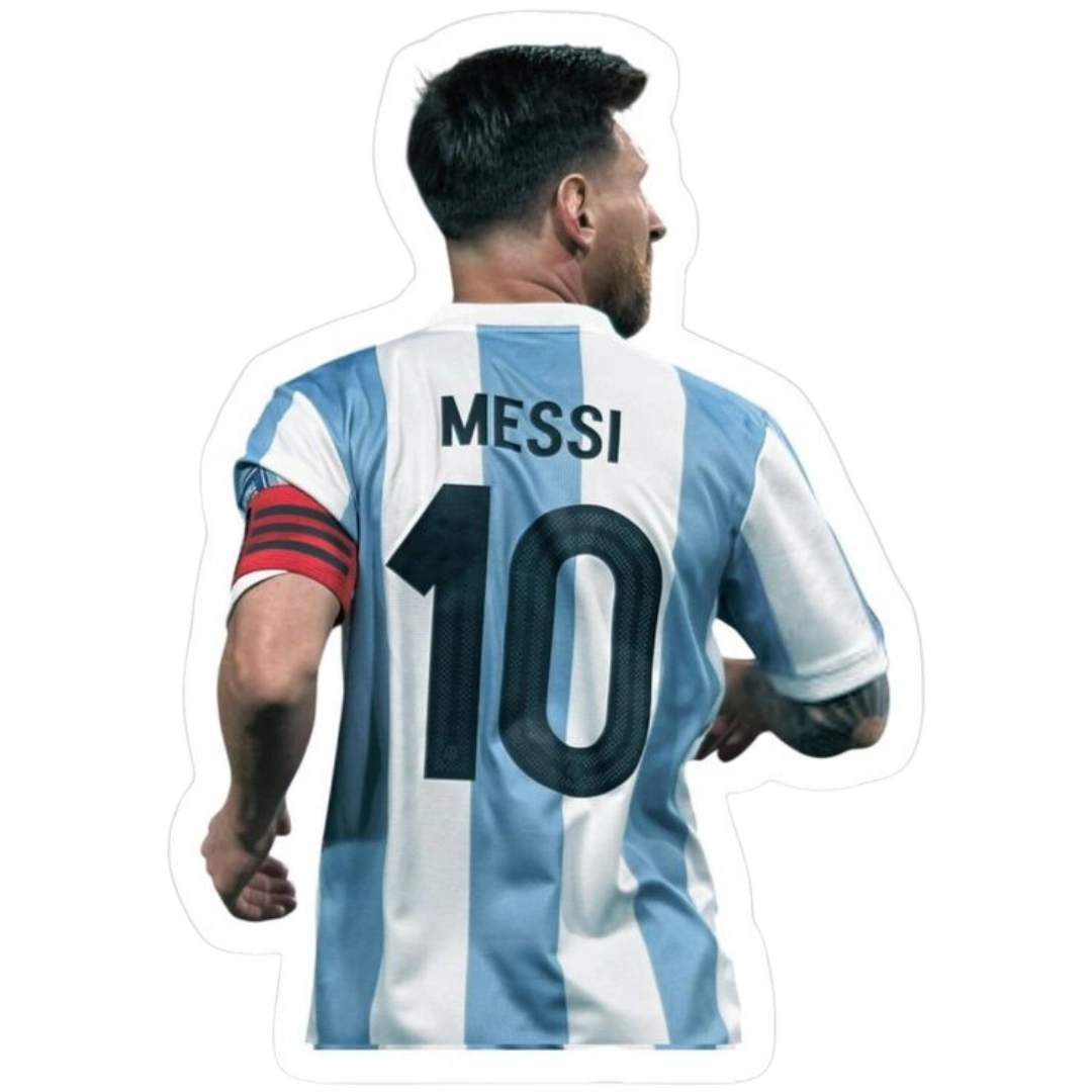 Lionel Messi MESSI 10 back view with captain armband Argentina jersey sticker