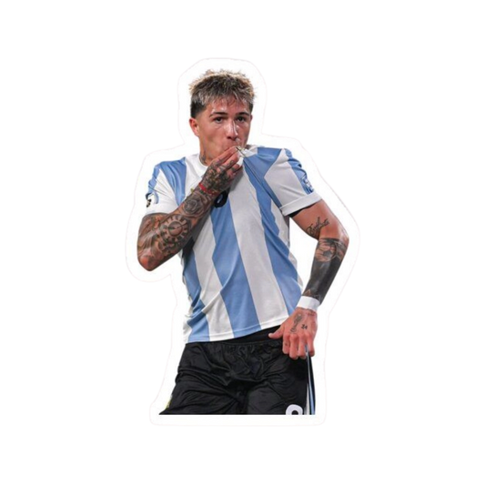 Enzo Fernández kissing Argentina jersey passionate photo sticker