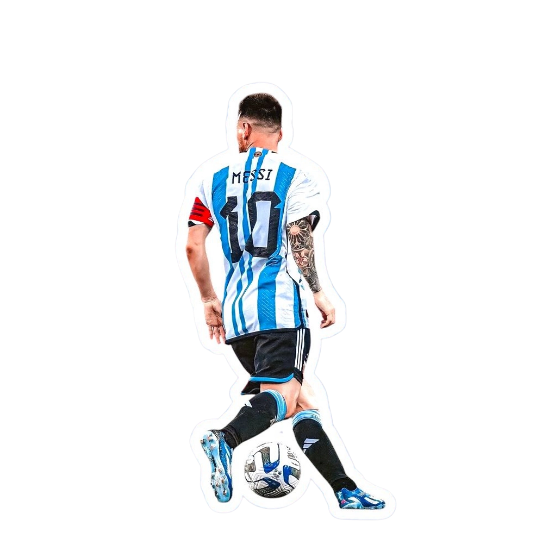 Lionel Messi dribbling illustration in Argentina jersey sticker