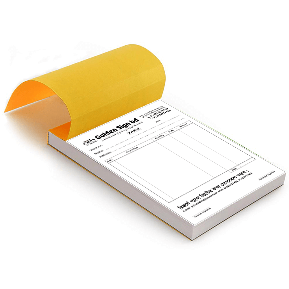 Corporate Cash Memo & Invoice Book Printing – Customized Receipt Pads | DotPrint Bangladesh