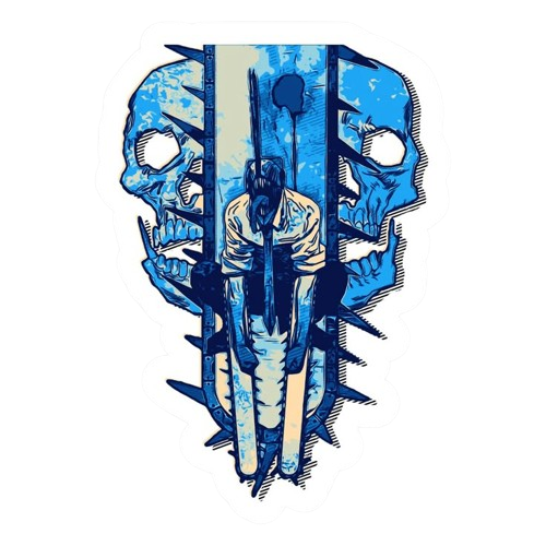 Chainsaw Devil — Blue Skull Chainsaw Art Sticker | Chainsaw Man