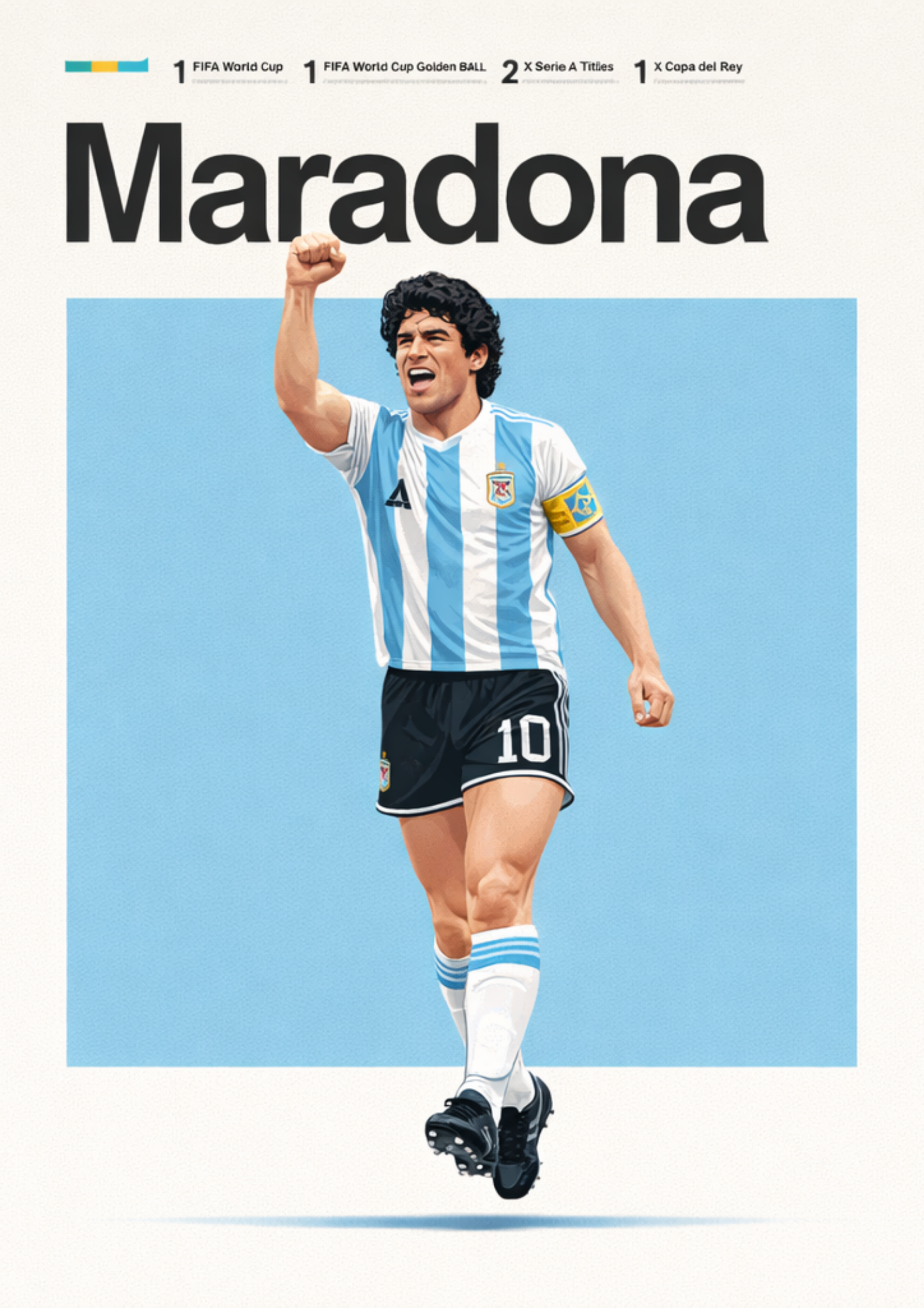 Diego Maradona Argentina Football Legend All-Star Poster Sticker
