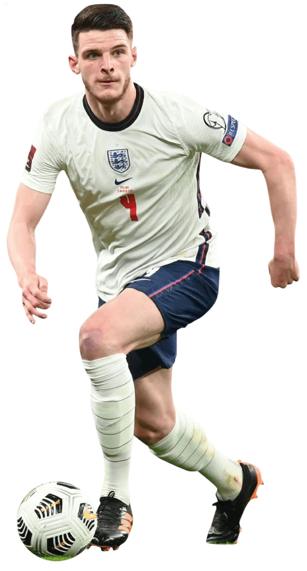 Declan Rice number 4 England national team dribbling football sticker