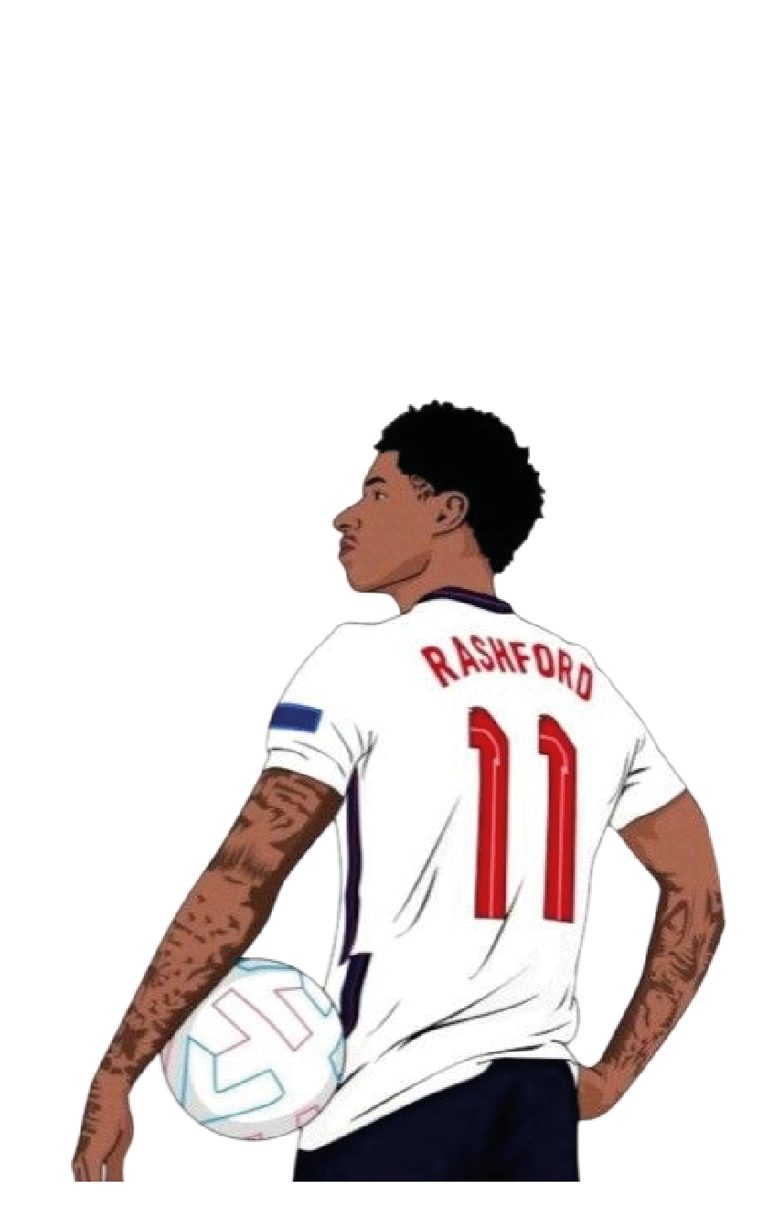 Marcus Rashford number 11 England back view holding ball football sticker