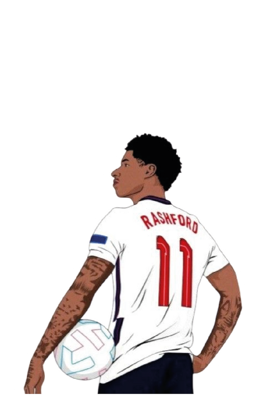 Marcus Rashford number 11 England back view holding ball football sticker