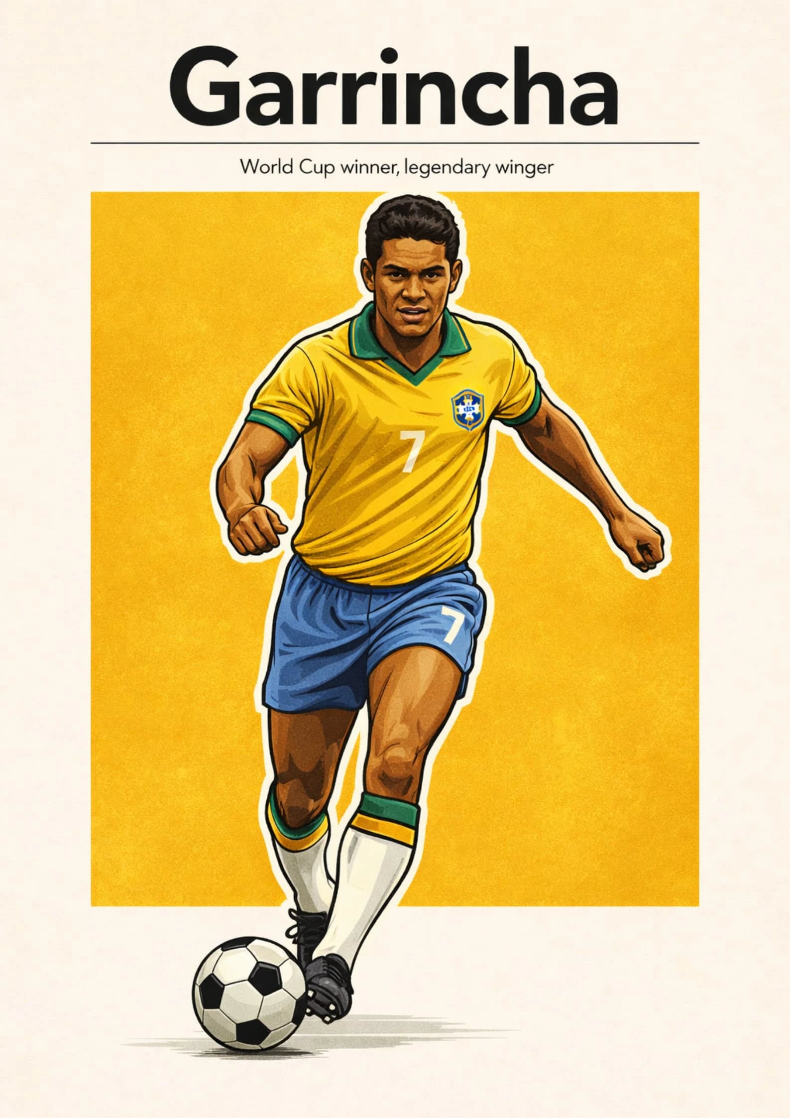 Garrincha Brazil Football Legend All-Star Poster Sticker