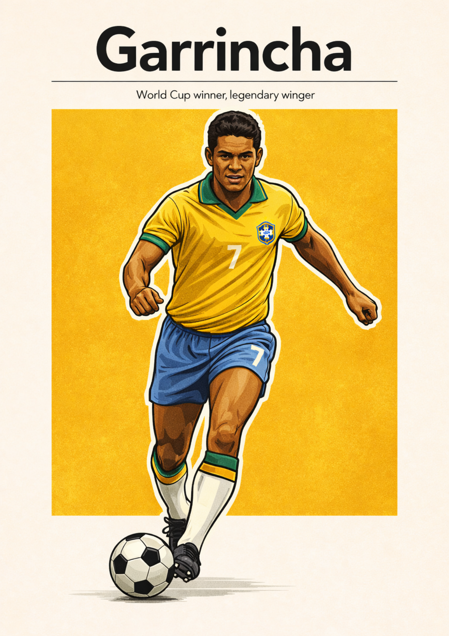 Garrincha Brazil Football Legend All-Star Poster Sticker