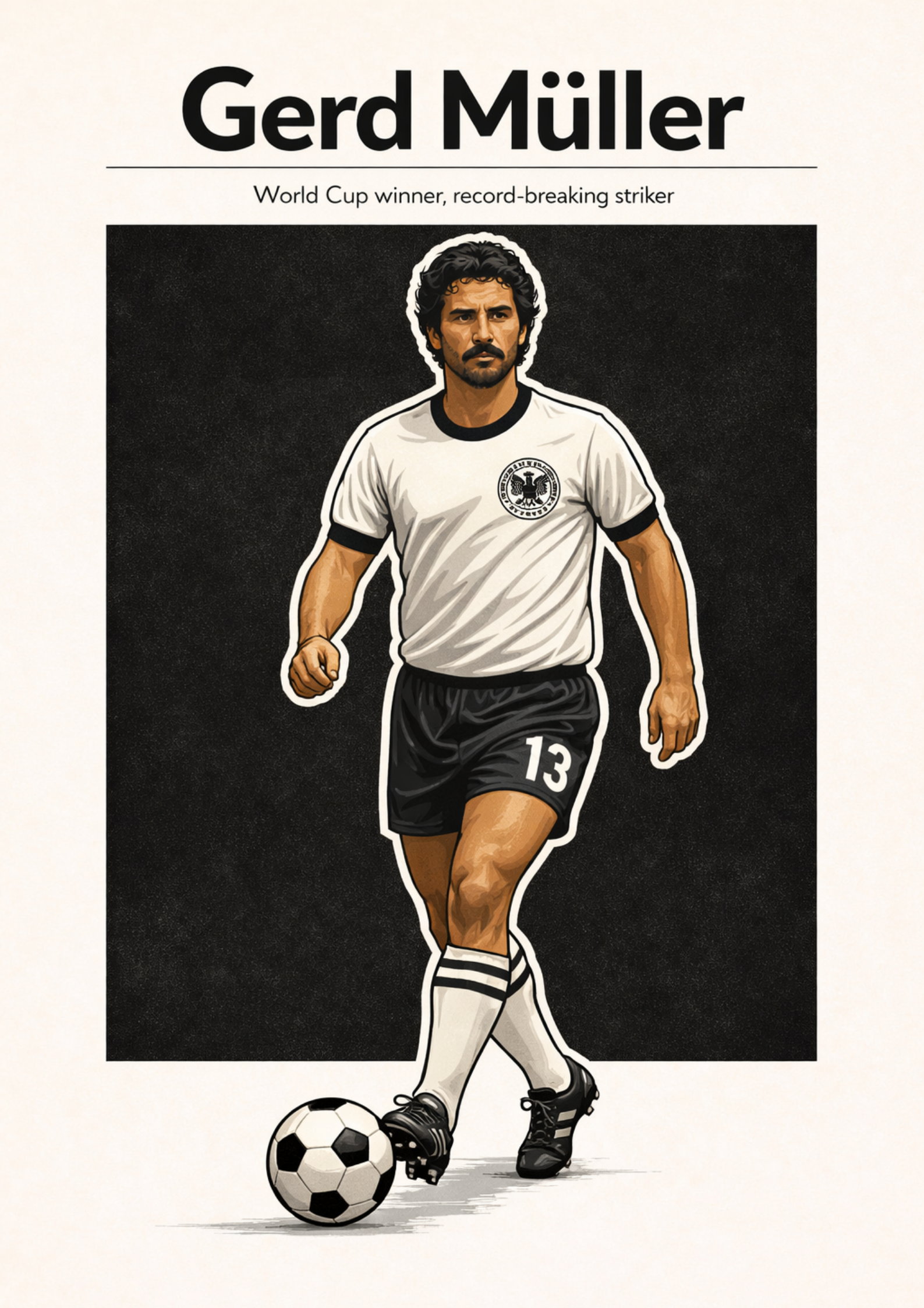 Gerd Muller Germany Football Legend All-Star Poster Sticker