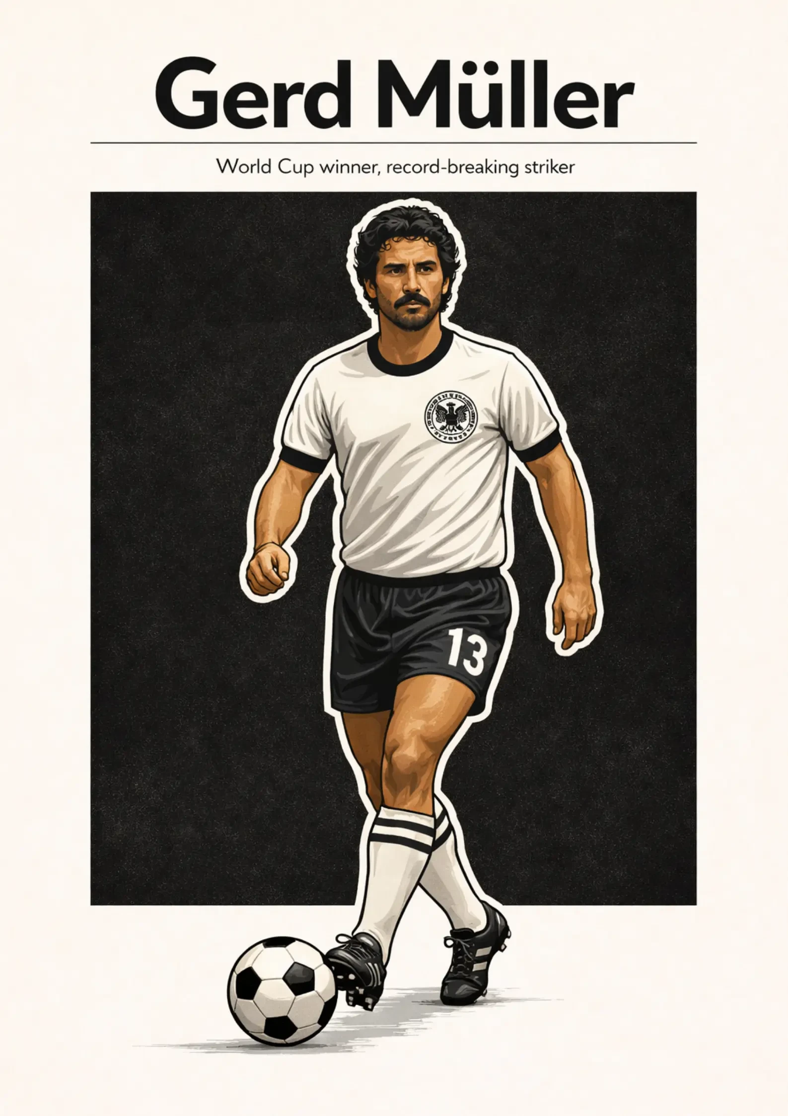 Gerd Muller Germany Football Legend All-Star Poster Sticker