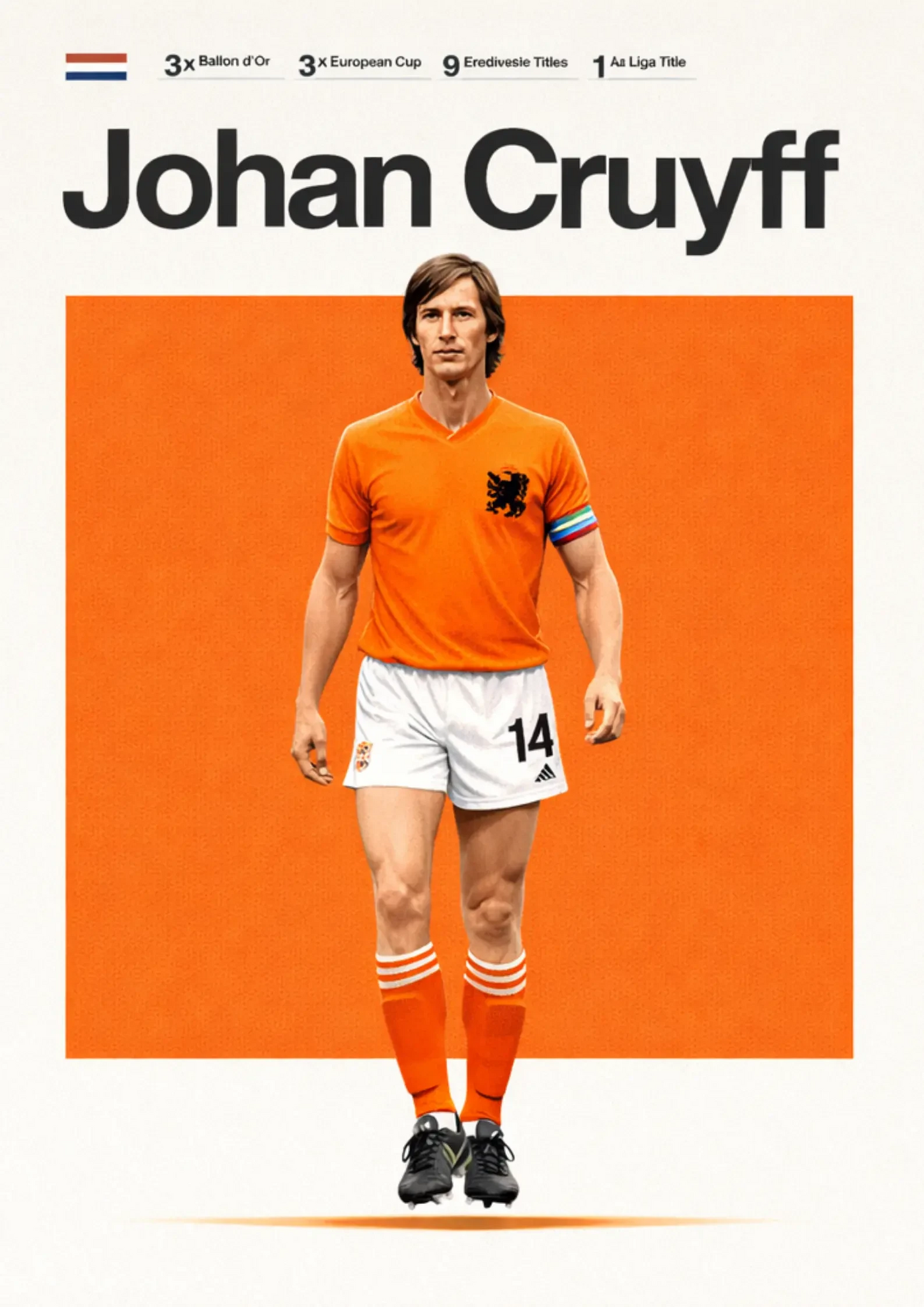 Johan Cruyff Netherlands Football Legend All-Star Poster Sticker