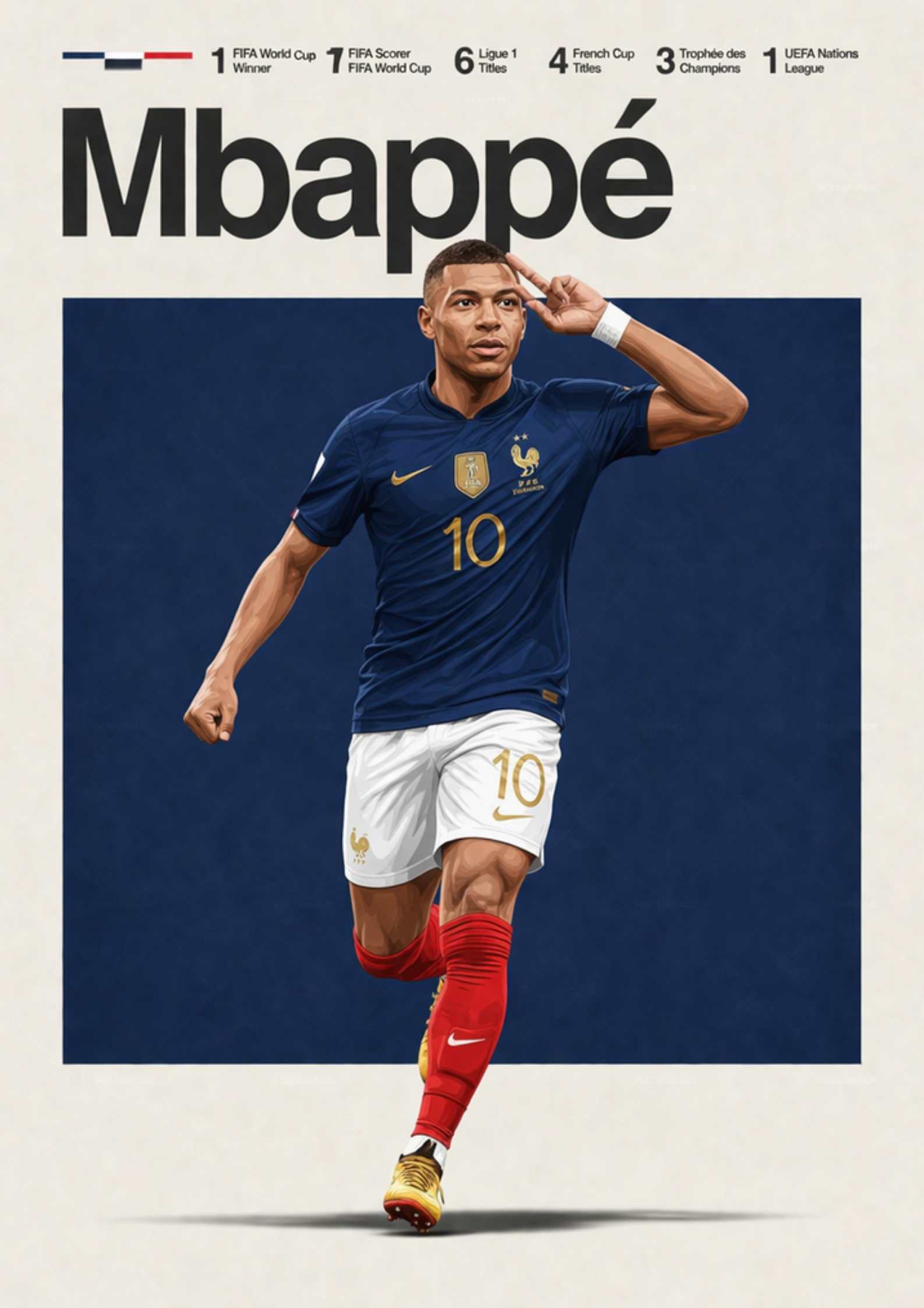Kylian Mbappe France Football Legend All-Star Poster Sticker