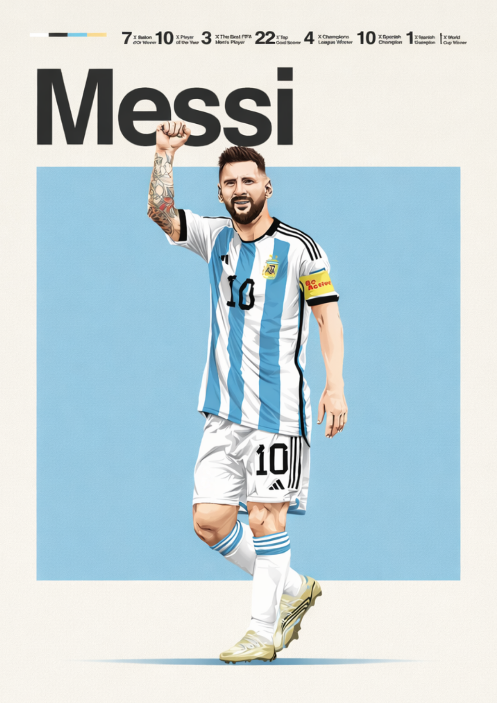 Lionel Messi Argentina Football Legend All-Star Poster Sticker