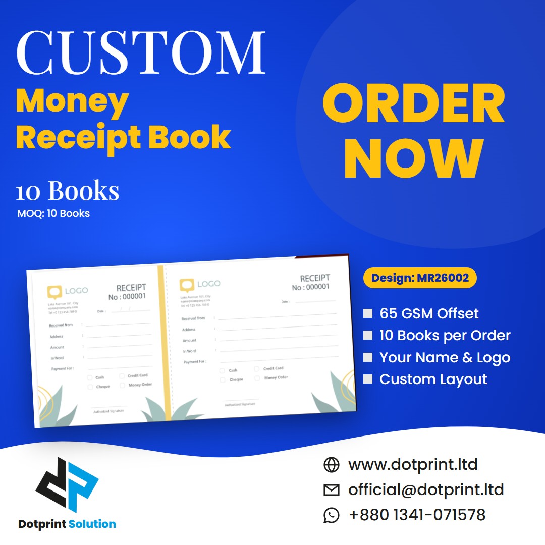 Custom money receipt book design MR26002 - Dotprint Solution