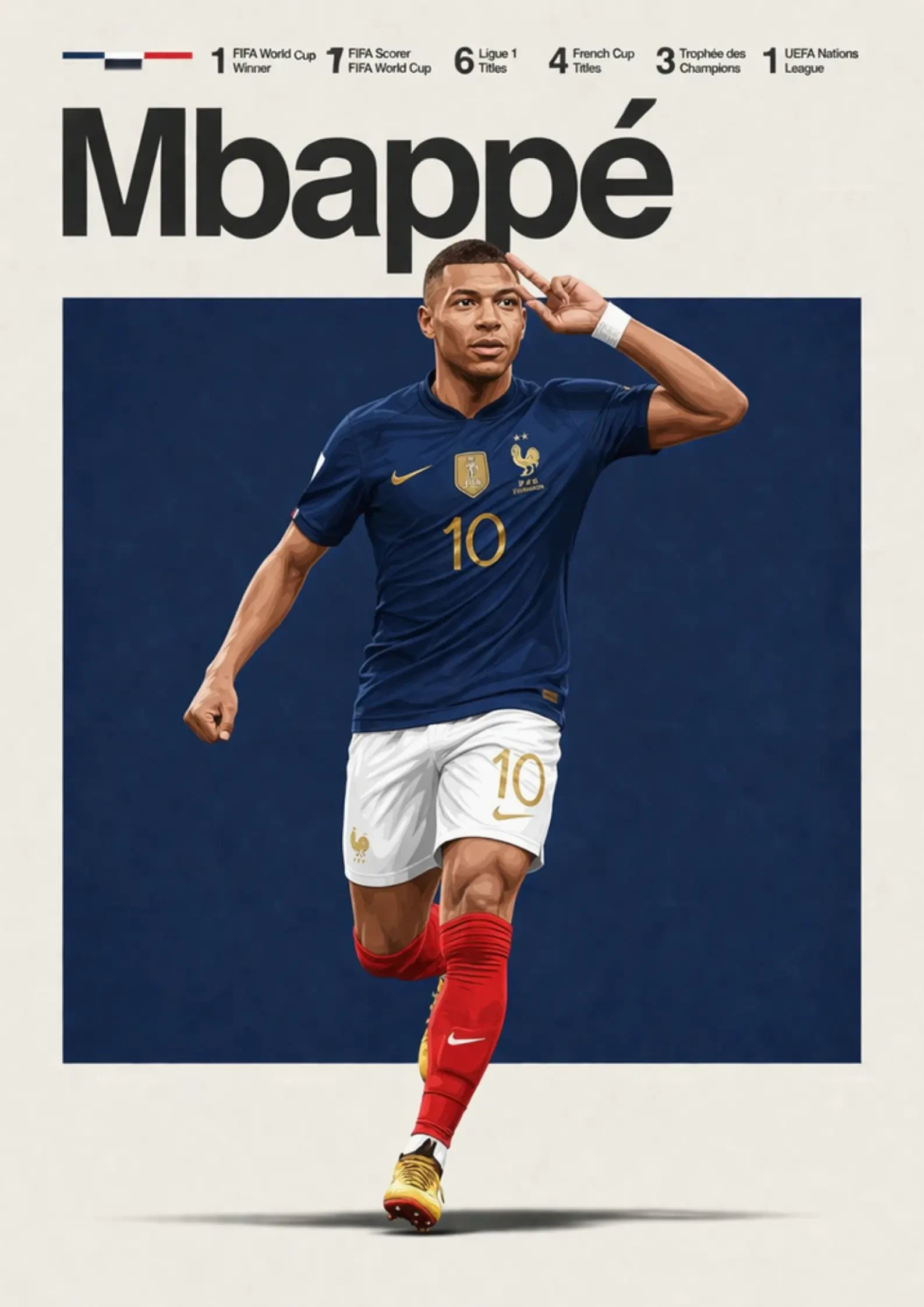 Kylian Mbappe France Football Legend All-Star Poster Sticker