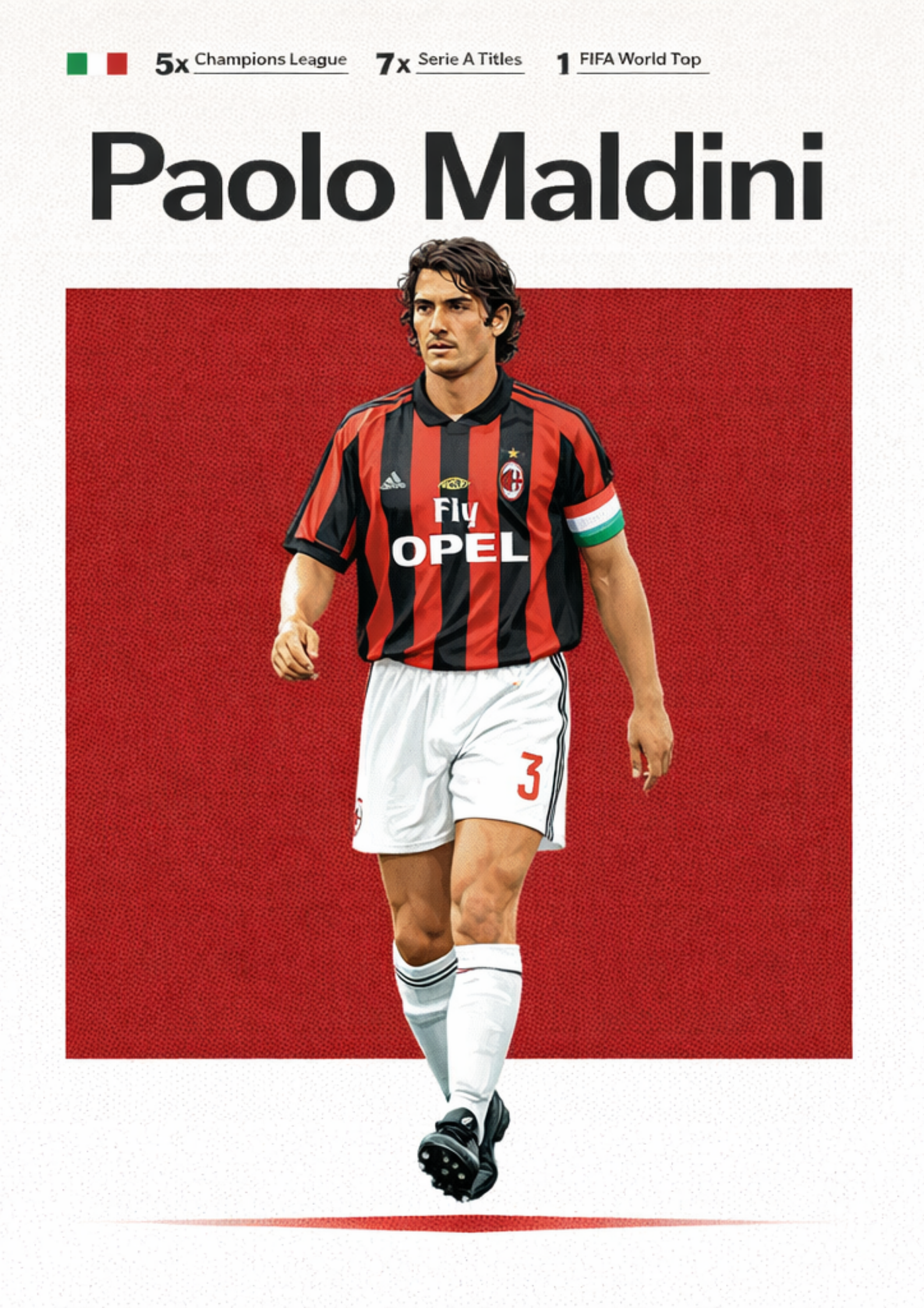 Paolo Maldini AC Milan Football Legend All-Star Poster Sticker