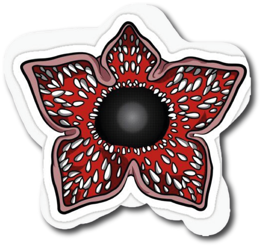 Close-up of the Demogorgon's open petal-shaped face with teeth