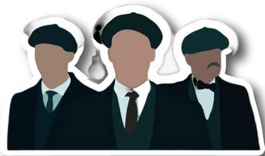 Three faceless silhouette Peaky Blinders men in flat caps sticker