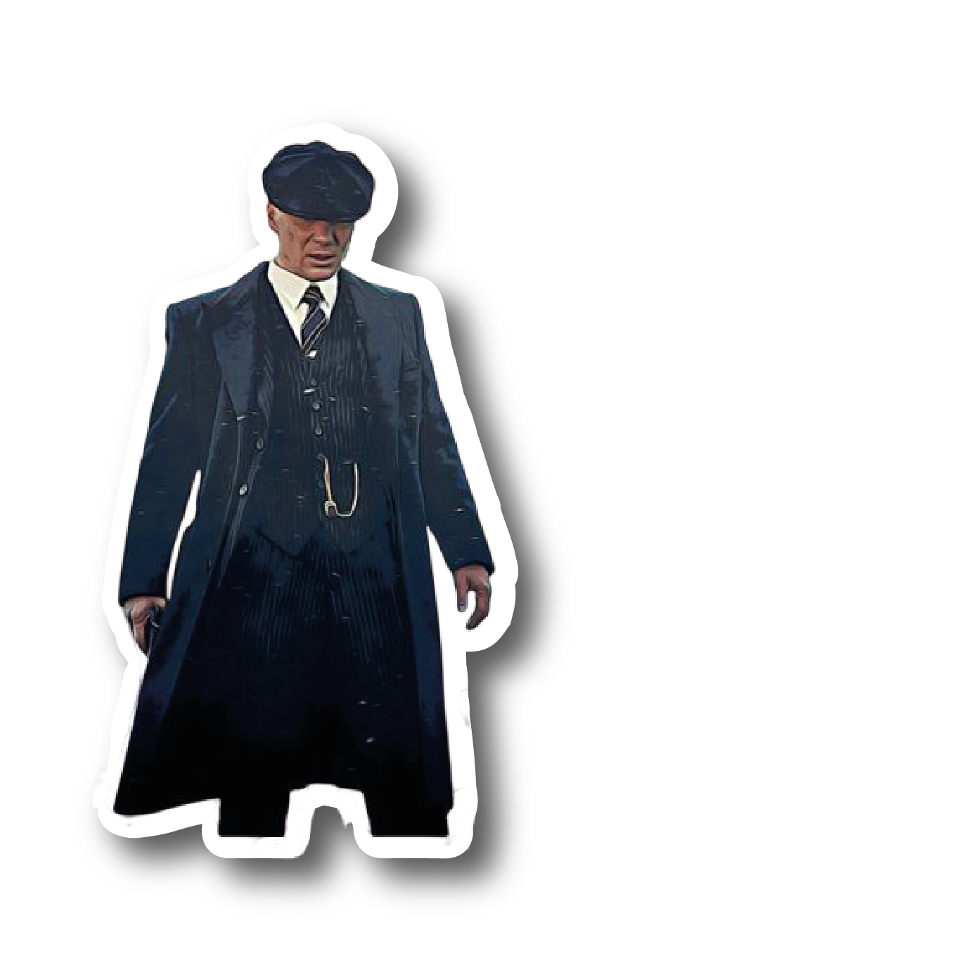 Full body painted sticker of Thomas Shelby in a long coat