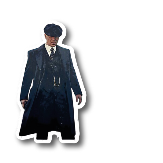 Full body painted sticker of Thomas Shelby in a long coat
