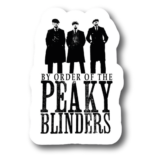 Black and white poster sticker of three Peaky Blinders brothers