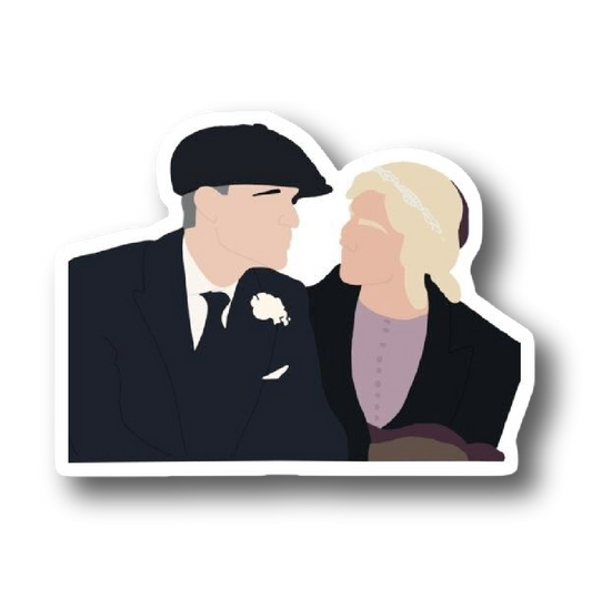 Flat illustration wedding portrait sticker of Thomas and Grace Shelby