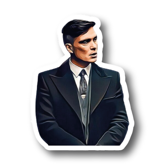 Realistic painted side profile portrait sticker of Thomas Shelby
