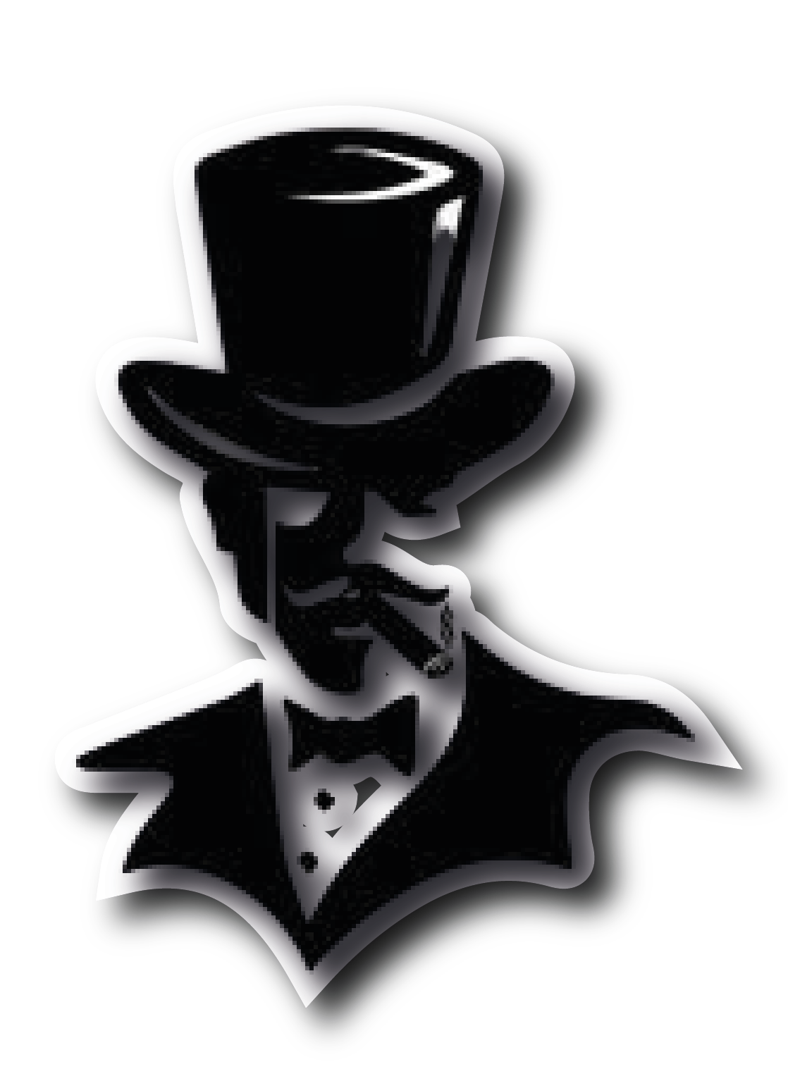 Mafia Boss Silhouette — Top Hat & Cigar Sticker