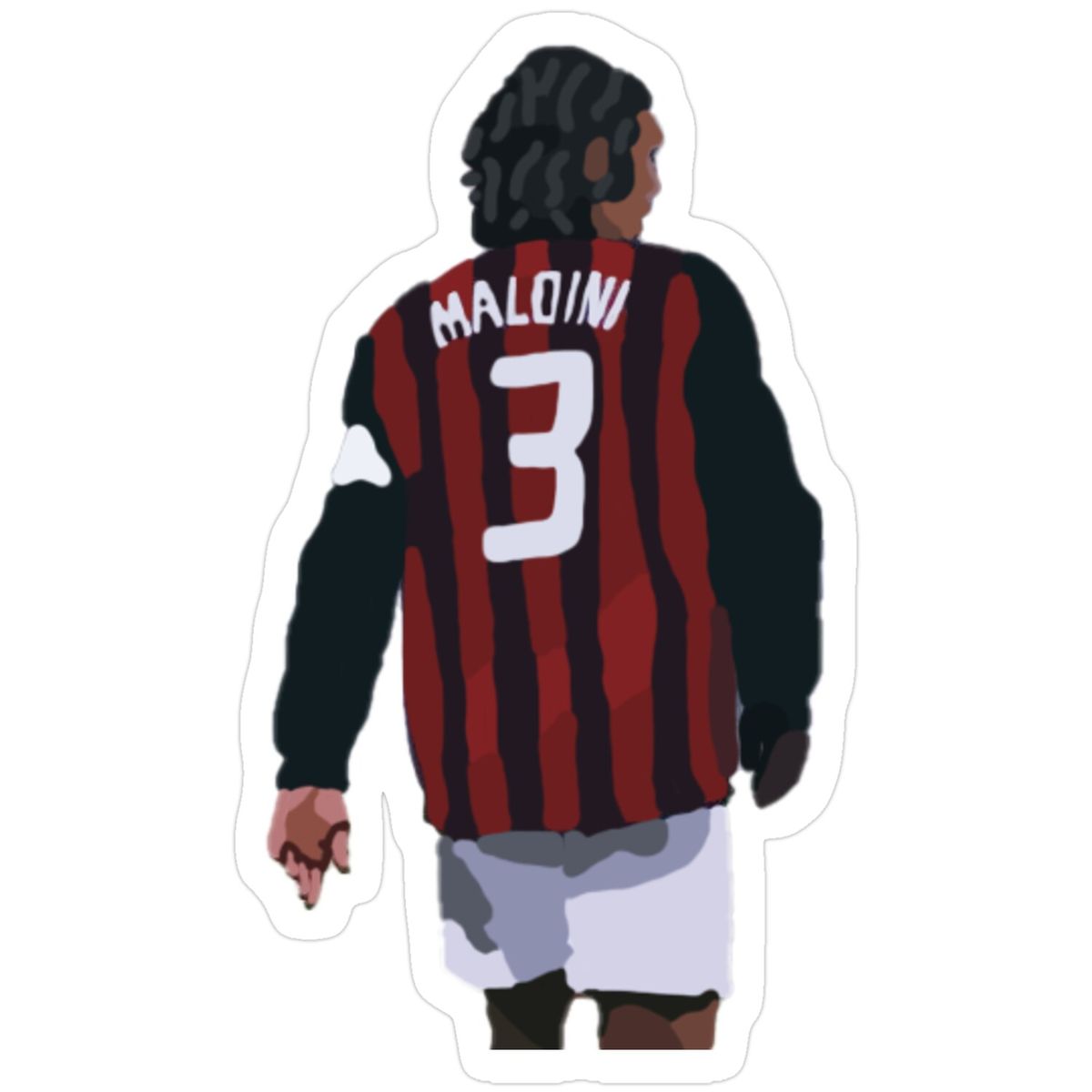 Back-view sticker of Paolo Maldini's AC Milan No. 3 jersey.