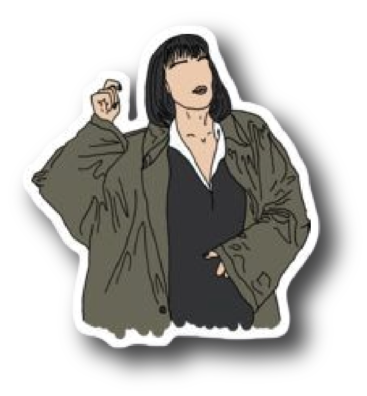 Mia Wallace — Raised Fist Trench Coat Sticker