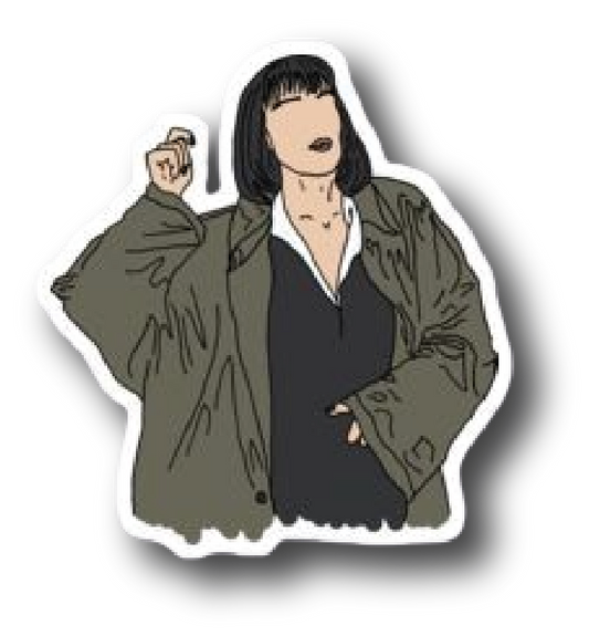 Mia Wallace — Raised Fist Trench Coat Sticker