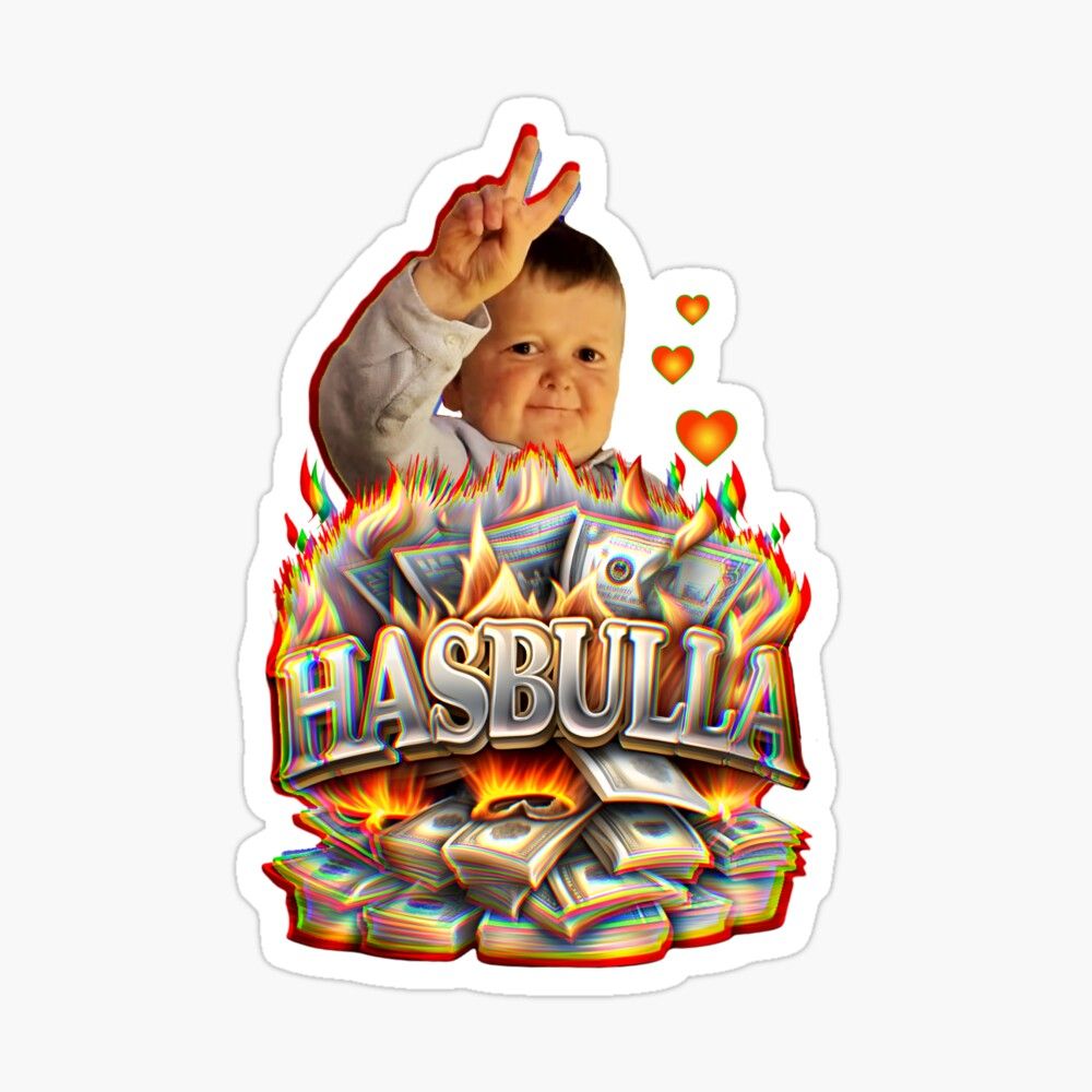 Hasbulla Money & Fire — Meme Sticker
