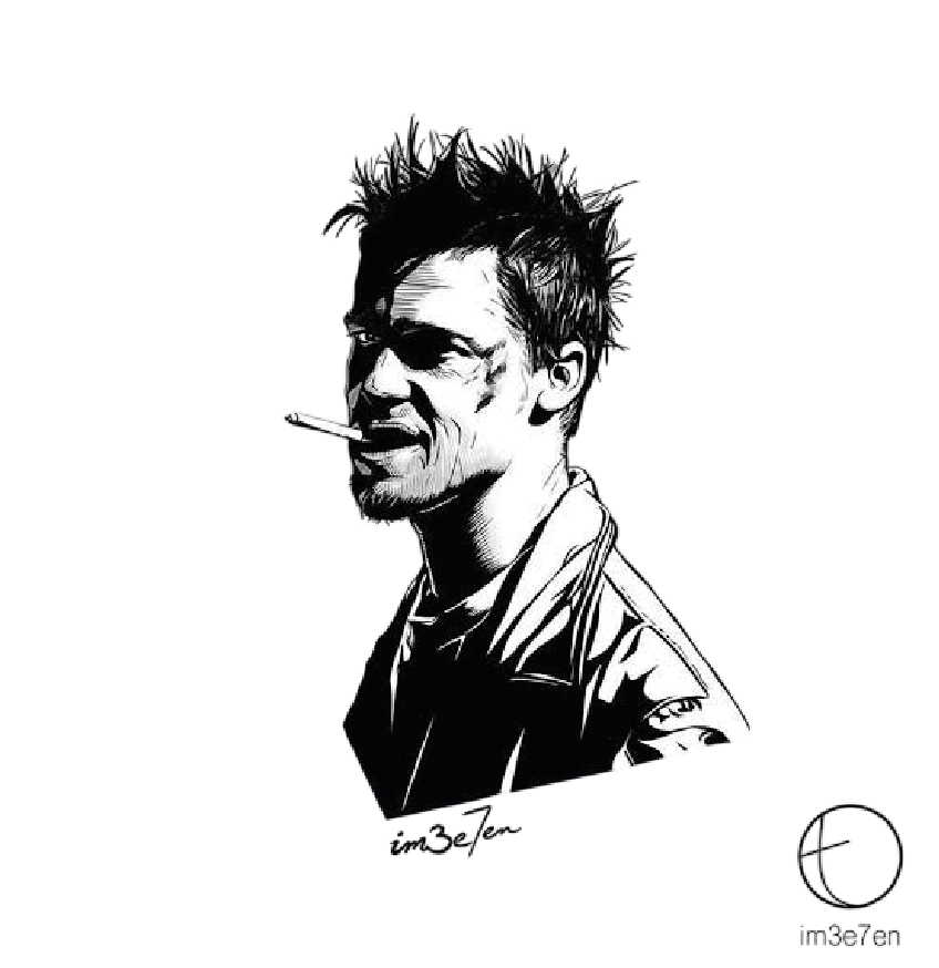 Tyler Durden — Smoking Profile Sketch Sticker
