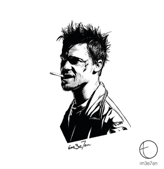 Tyler Durden — Smoking Profile Sketch Sticker