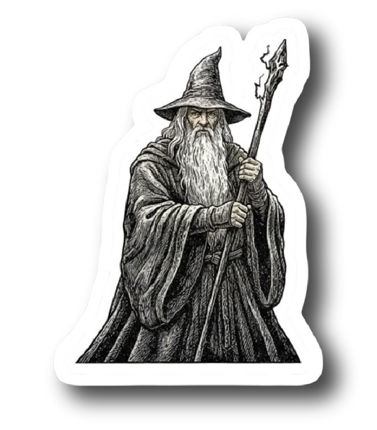 Gandalf the Grey — Lightning Staff Ink Sticker