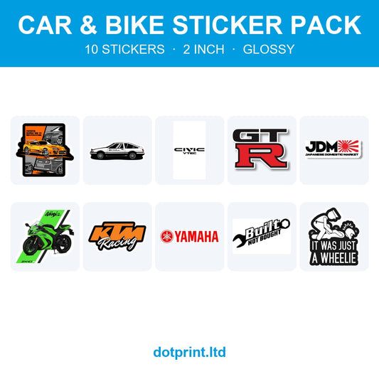 Car & Bike Sticker Pack — 10 Stickers