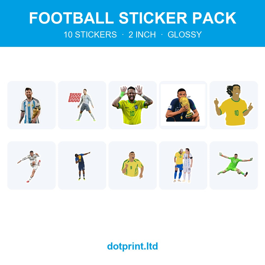Football Sticker Pack — 10 stickers, 2 inch, glossy — Dotprint Solution