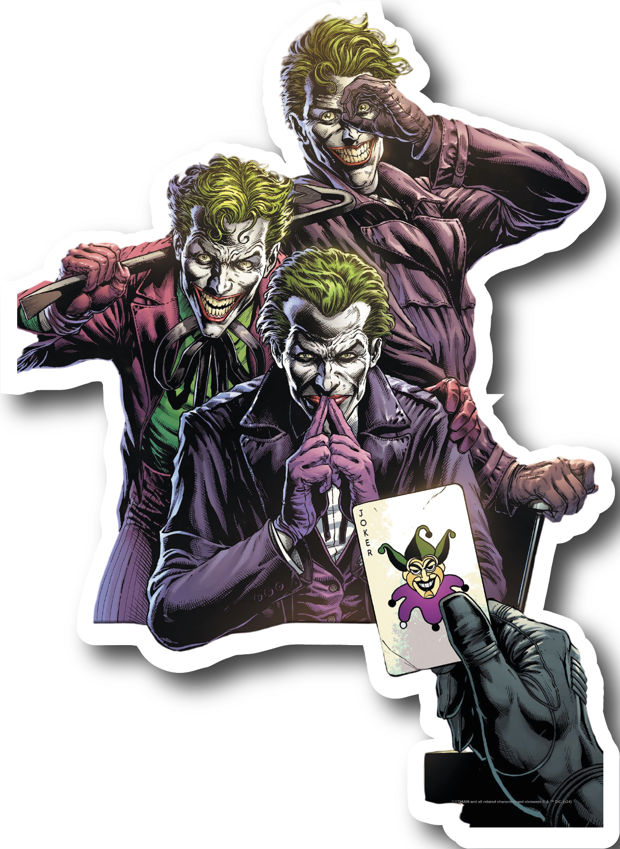 The Joker — Three Faces Playing Card Sticker