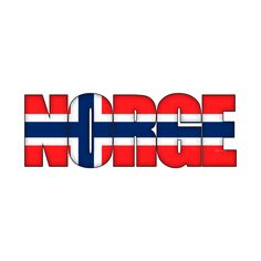 Die-cut sticker spelling NORGE in letters filled with the Norwegian flag pattern.