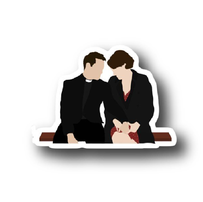 Mourning Couple — Comfort at the Pew Sticker