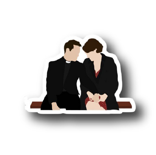 Mourning Couple — Comfort at the Pew Sticker