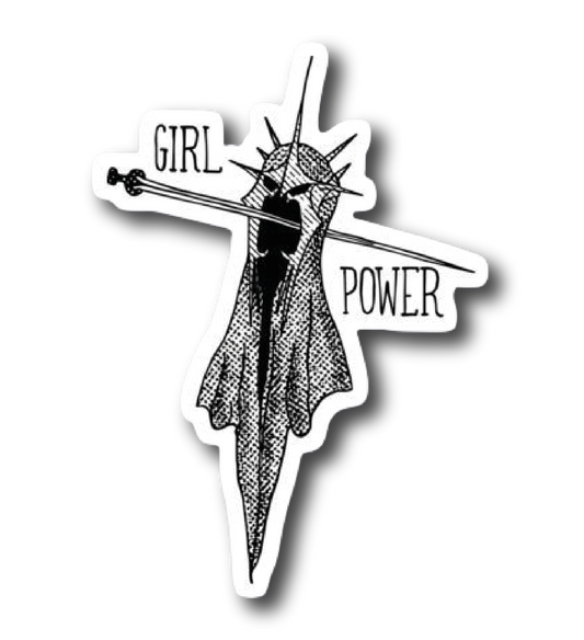 Girl Power Lady Liberty and Knitting Needles Sticker