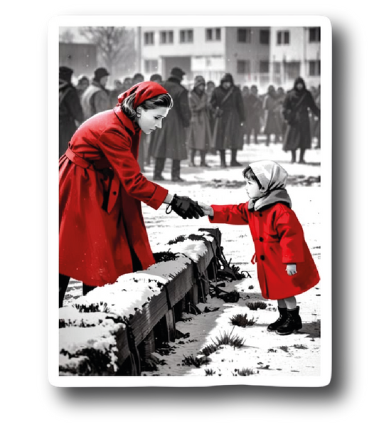 The Girl in the Red Coat — Snowy Ghetto Scene Sticker