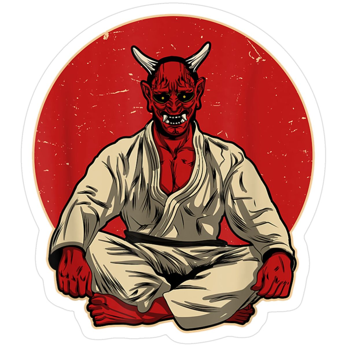 Oni Karate Master — Red Demon Meditation Sticker