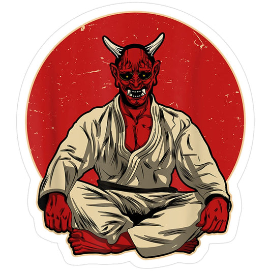 Oni Karate Master — Red Demon Meditation Sticker