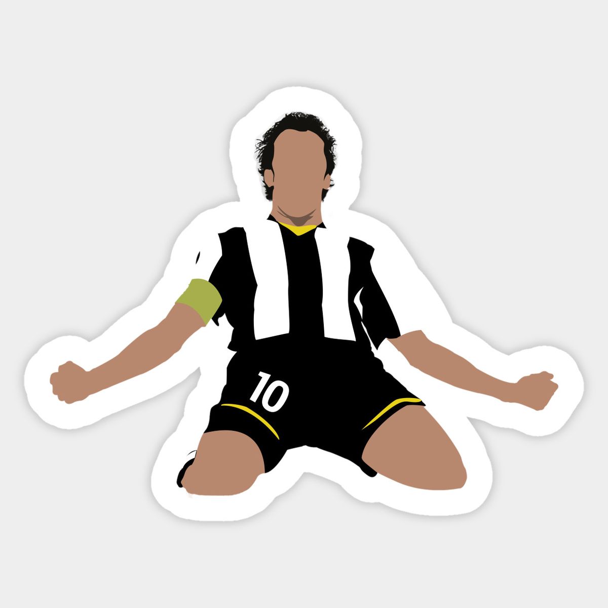 Sticker of Alessandro Del Piero sliding on his knees in a Juventus No. 10 goal celebration.
