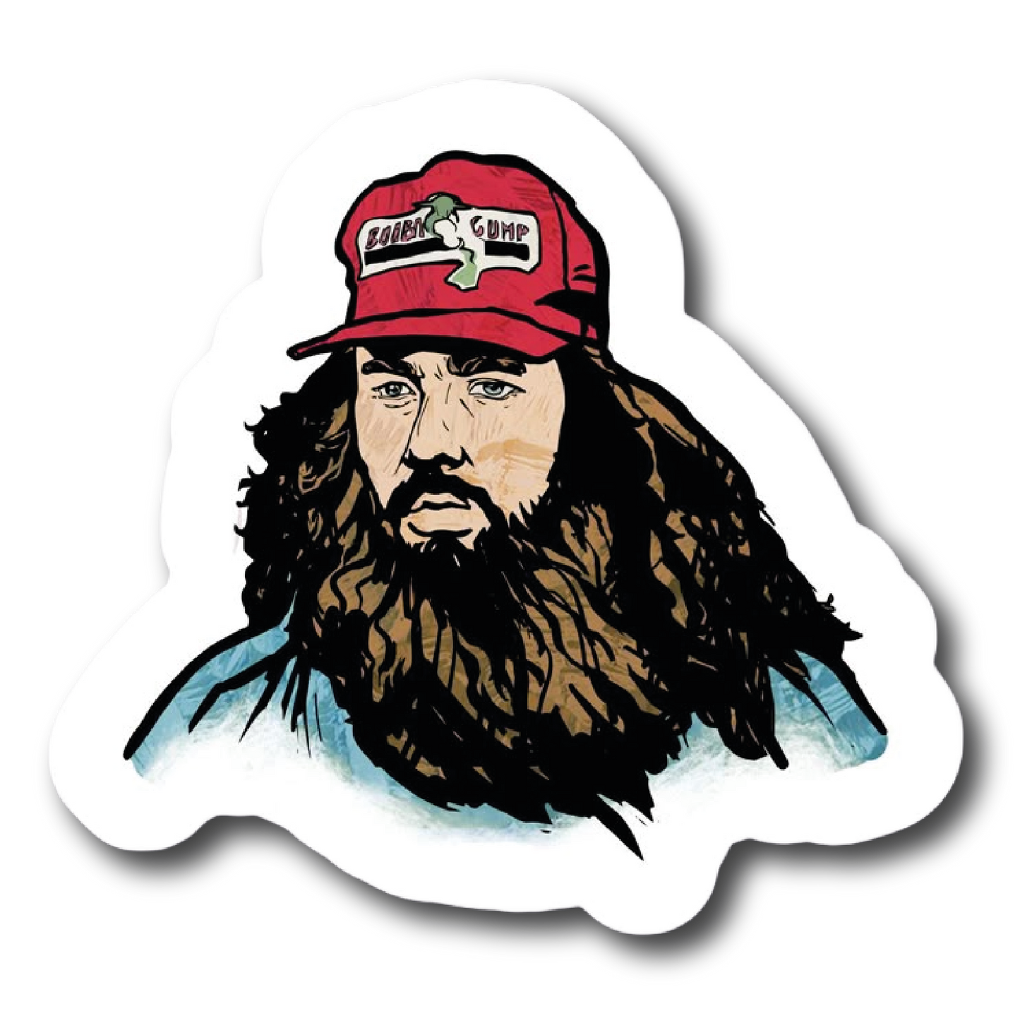 Forrest Gump — Bubba Gump Cap Bearded Portrait Sticker