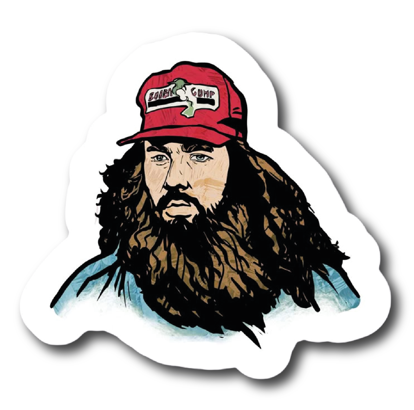 Forrest Gump — Bubba Gump Cap Bearded Portrait Sticker