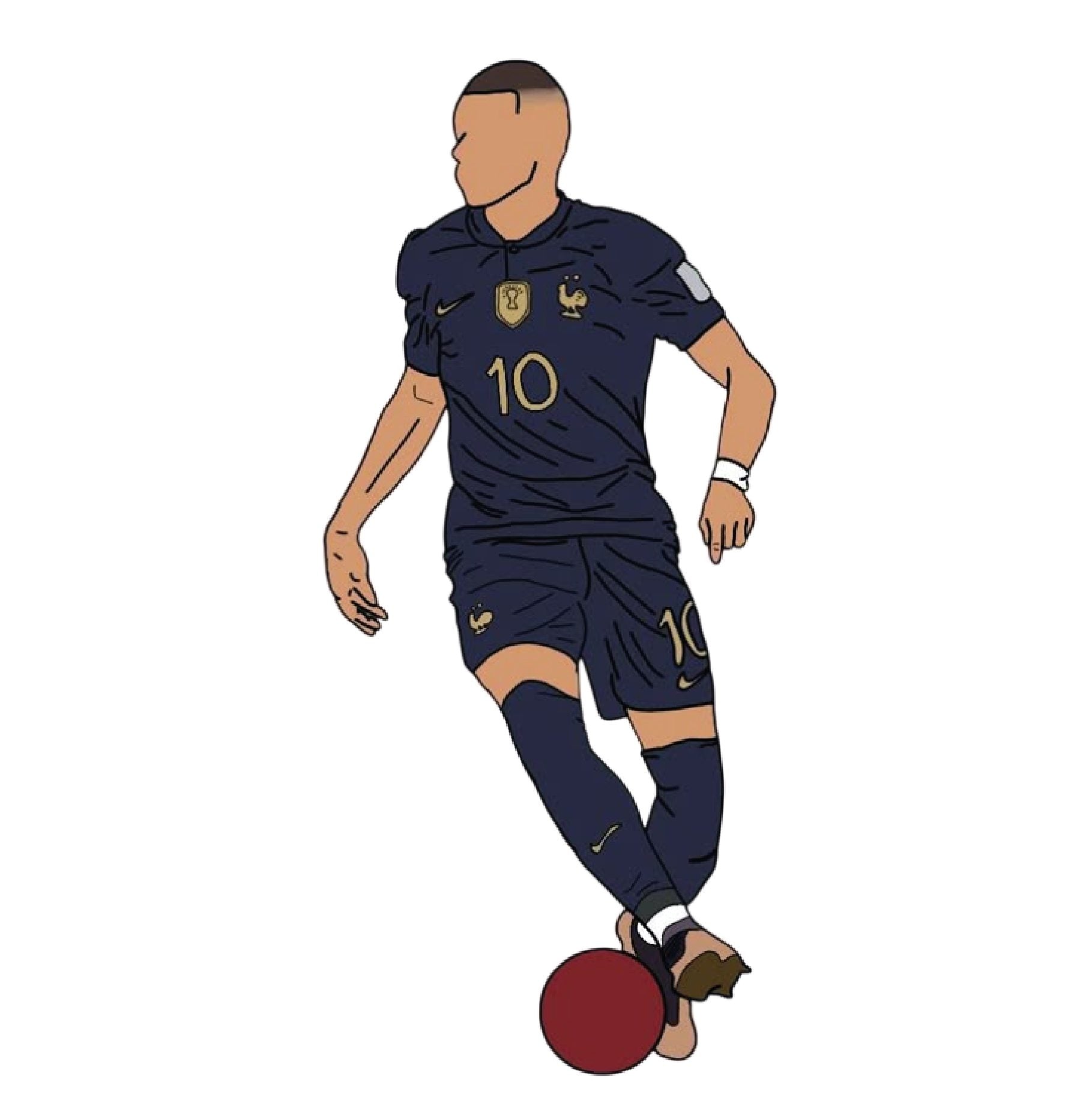 Kylian Mbappé France number 10 dribbling illustrated sticker