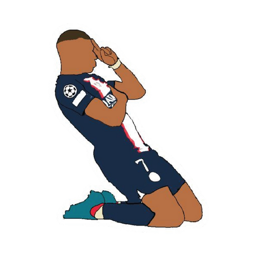 Kylian Mbappé PSG number 7 kneeling salute celebration sticker