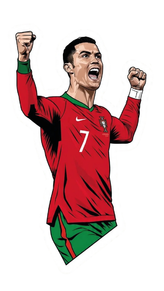 Cristiano Ronaldo Portugal No7 Fists Raised Illustrated Sticker